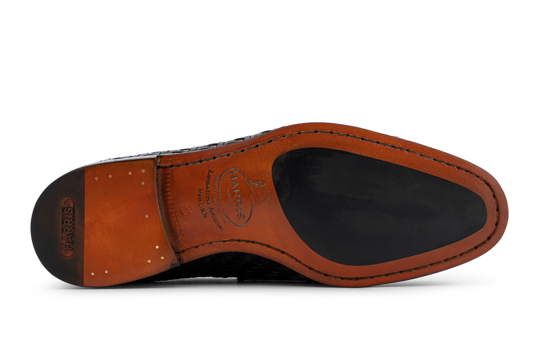 Hand -painted woven leather moccasin