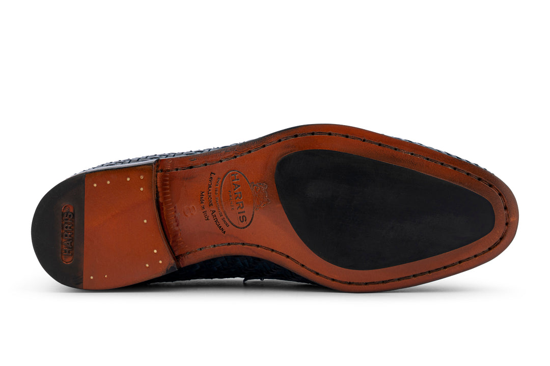 Handgezogene gewebte Ledermokasin