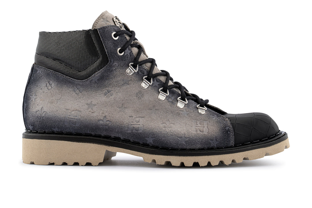 Polacchino in pelle scamosciata effetto coccodrillo