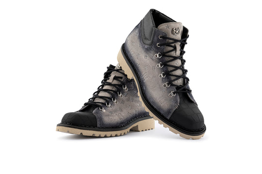 Polacchino in pelle scamosciata effetto coccodrillo