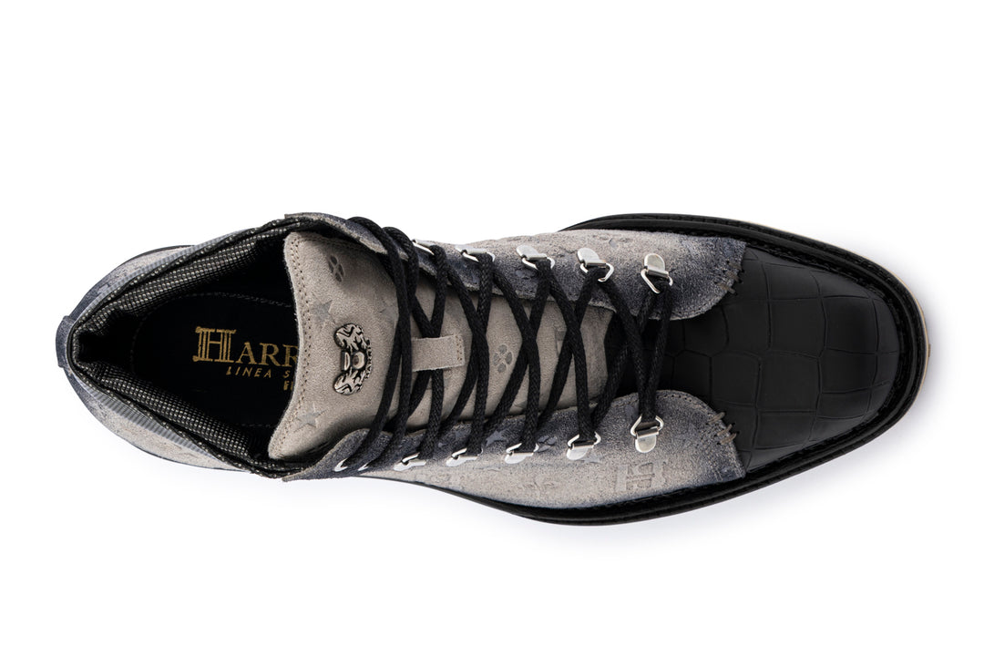 Polacchino in pelle scamosciata effetto coccodrillo