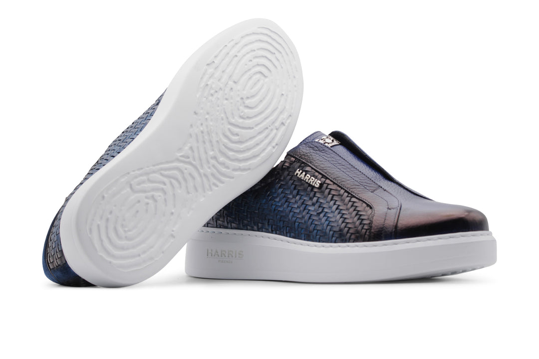 Sneakers slipon in pelle intrecciata