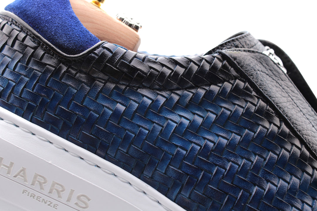 Sneakers slipon in pelle intrecciata