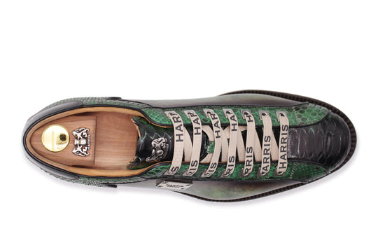 Hand -painted leather sneakers and python