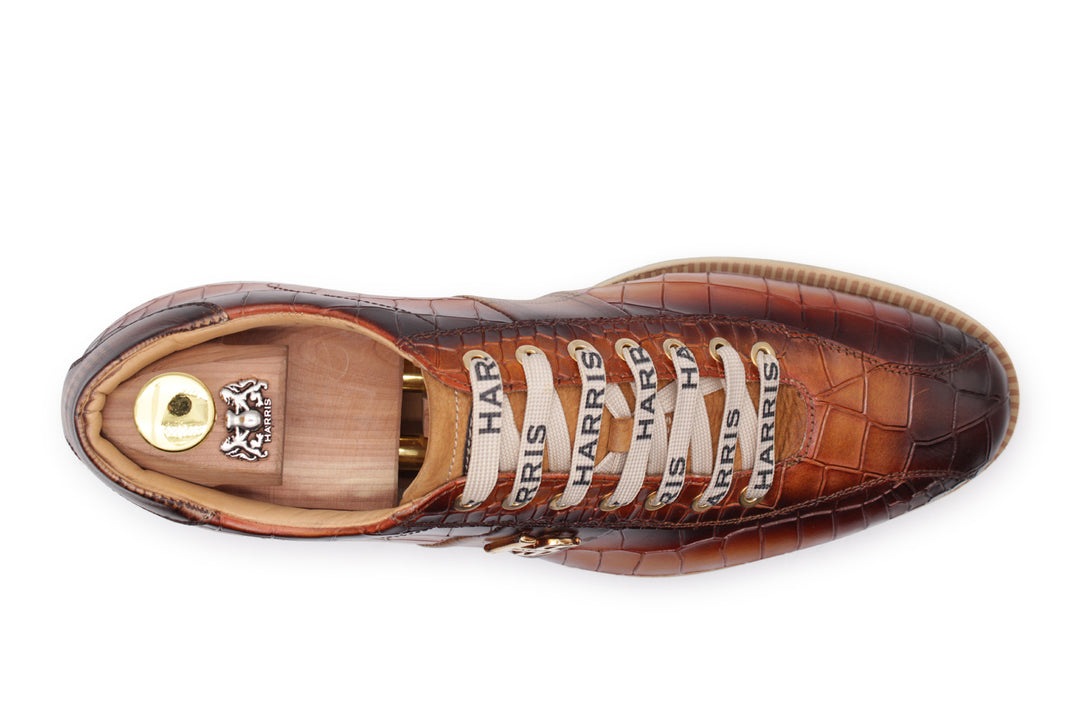 Sneakers in pelle effetto coccodrillo