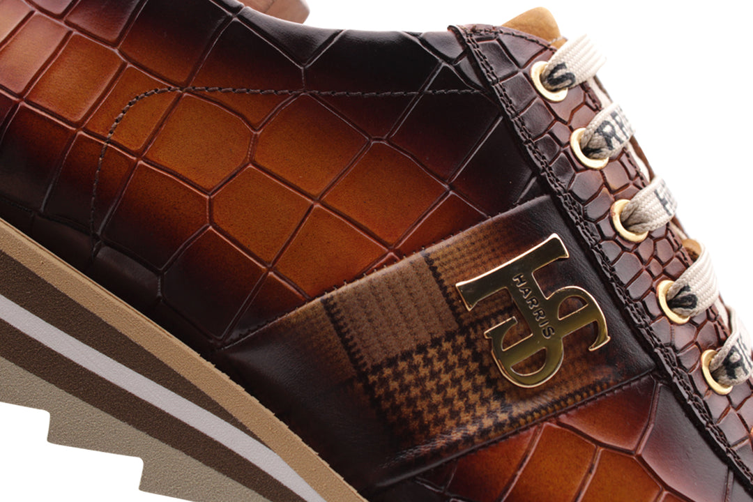 Sneakers in pelle effetto coccodrillo