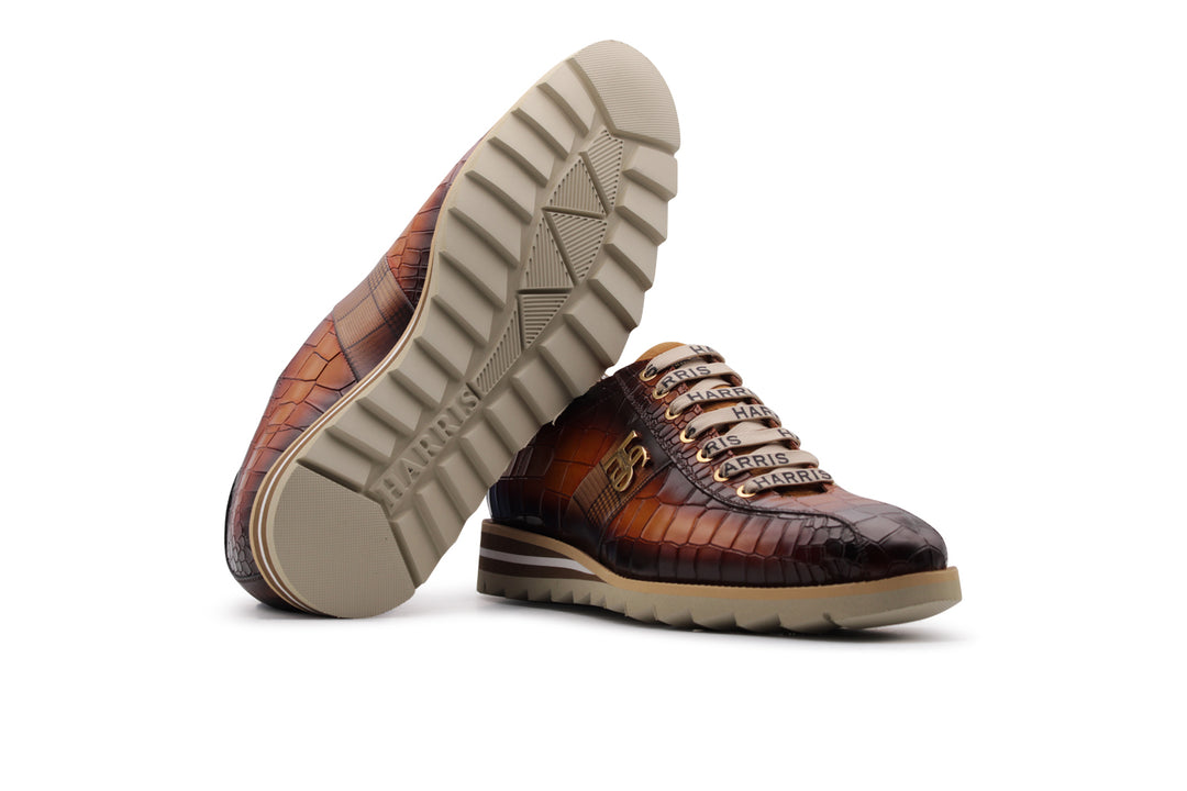 Sneakers in pelle effetto coccodrillo