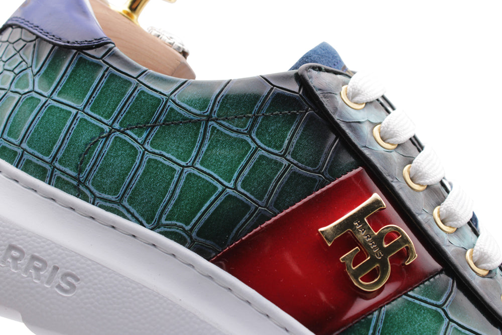 Bedruckte Sneakers aus Leder und Python