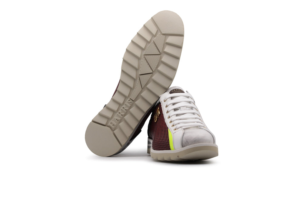 Traforato effect leather sneakers and crocodile printing