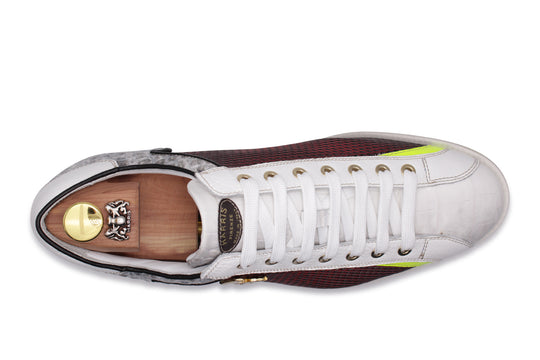 Traforato effect leather sneakers and crocodile printing