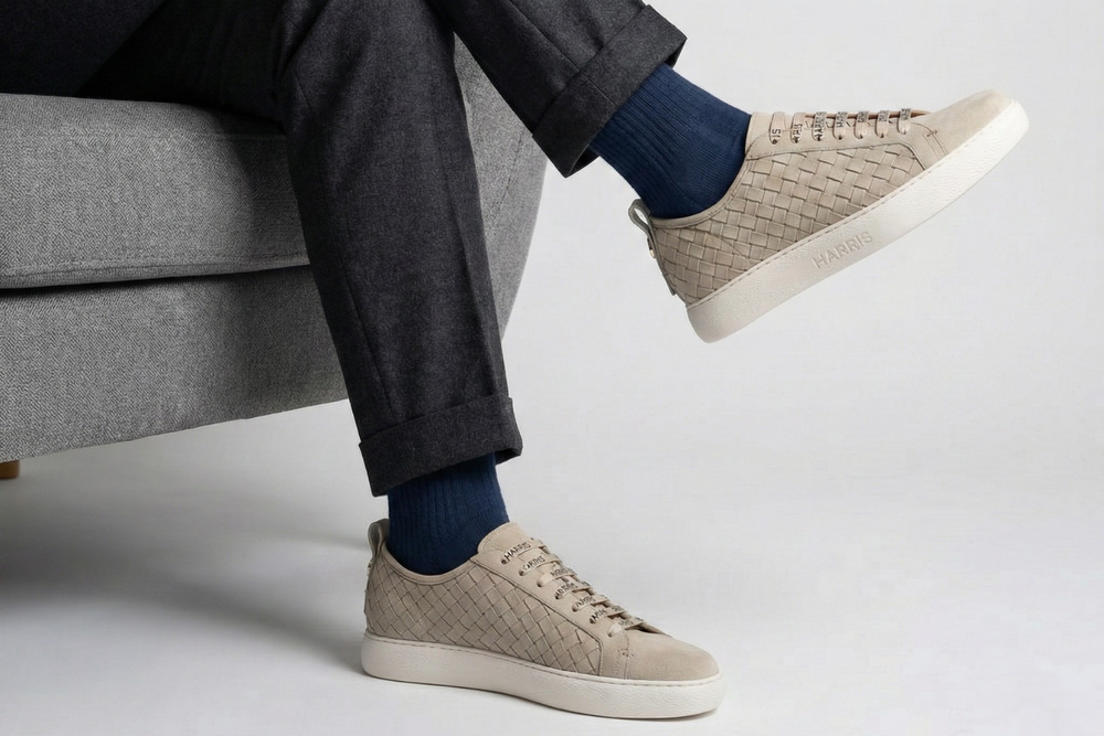 Woven leather sneakers