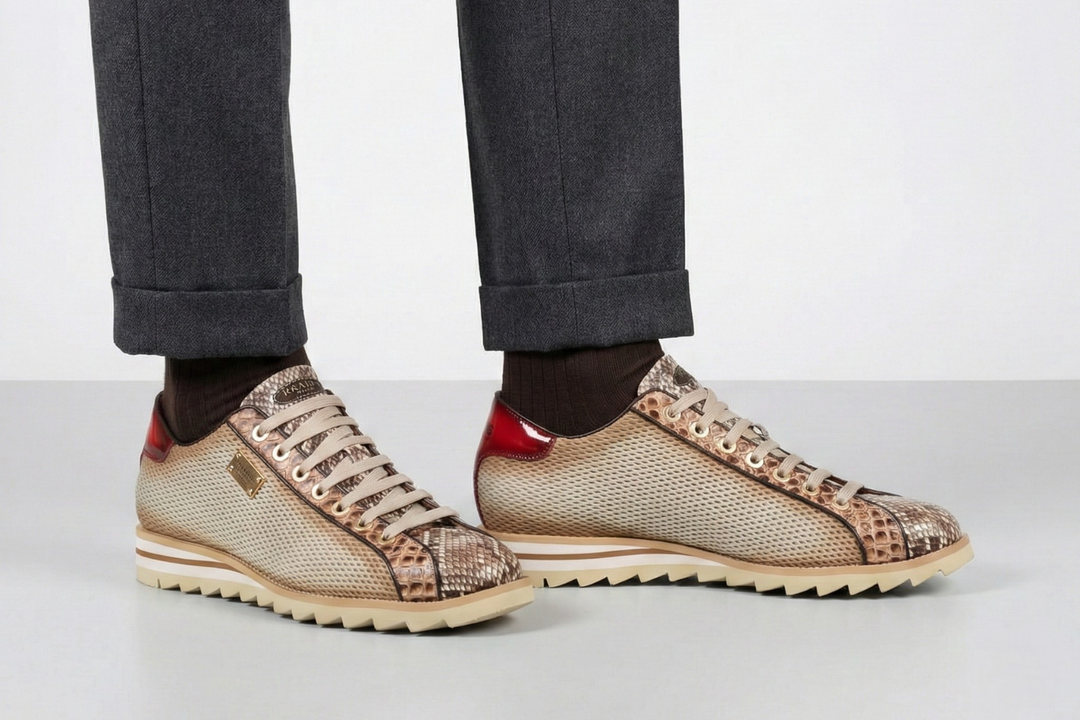 Sneakers in python and perforated effect