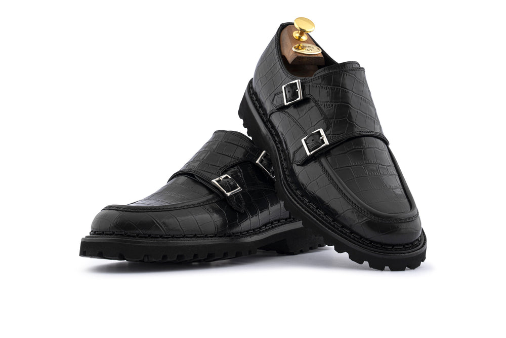 Doppelte Schnalle aus bedrucktem Leder