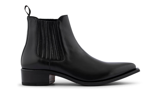 Botín tejano de piel con elástico