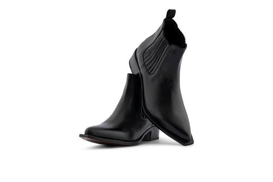 Botín tejano de piel con elástico