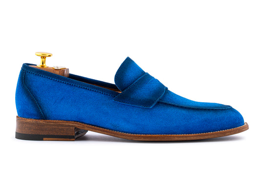 Mocassino in suede anticato a mano