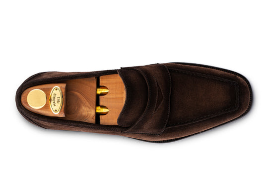 Mocassino in suede anticato a mano