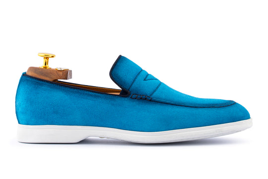 Mocassino in suede e suola in gomma