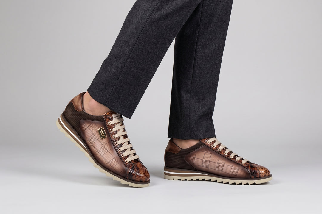 2817 Zapatillas Tweed y Pitón – Marrón