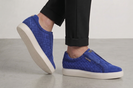 Woven leather slip-on sneakers