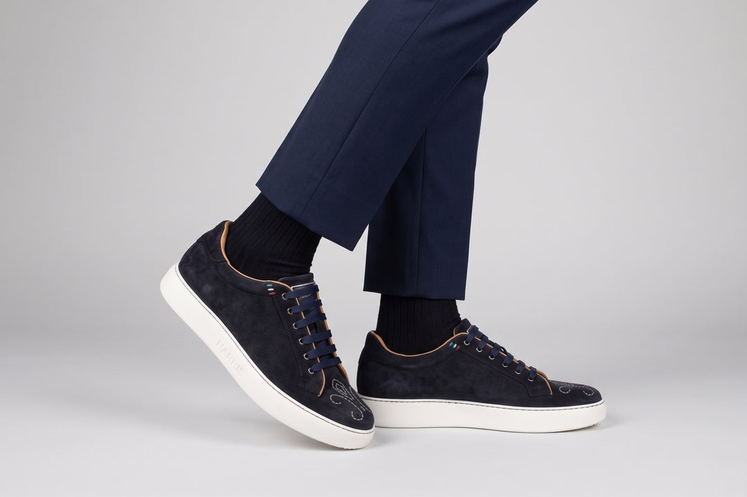 Baskets en daim London – Bleu