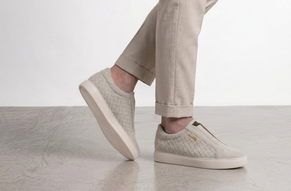 Slip-on-Sneaker aus gewebtem Leder
