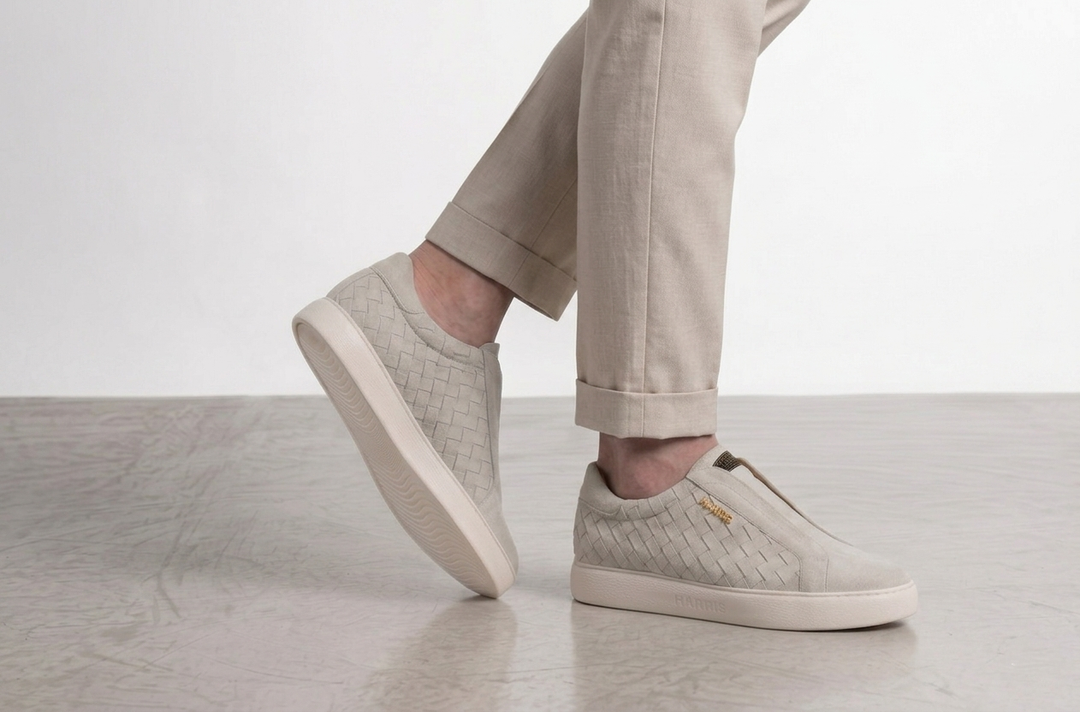 Woven leather slip-on sneakers