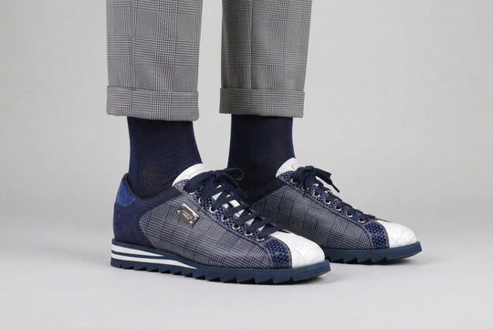 2817 Zapatillas Tweed y Coco – Azul