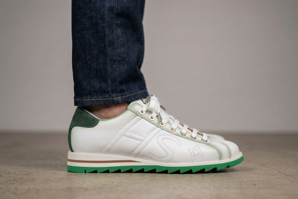 Sneaker en cuir nuancé et daim