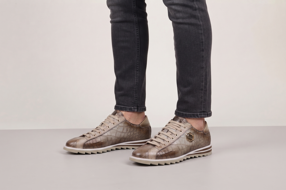 Sneakers in pelle stampata effetto coccodrillo Himalaya