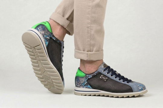Sneakers in pelle stampata e pitone