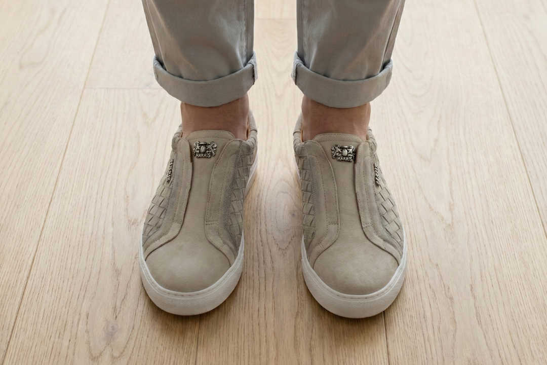 Woven leather slip-on sneakers