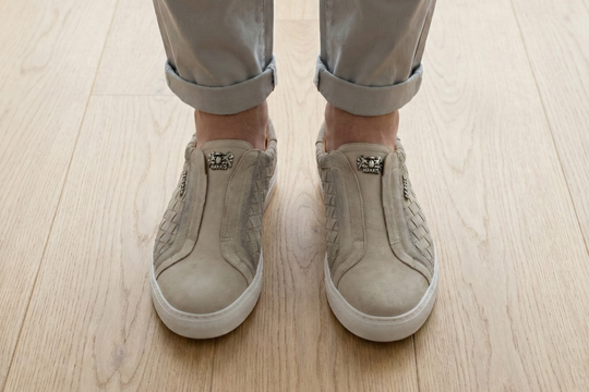 Woven leather slip-on sneakers