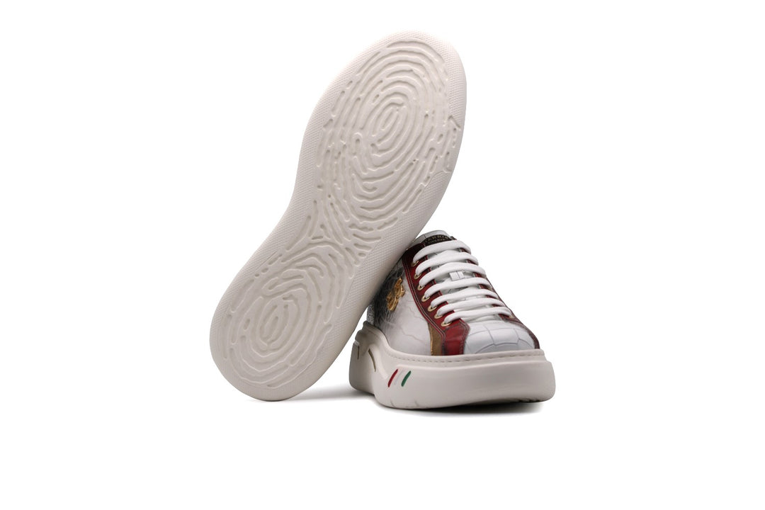 Sneakers in pelle stampata coccodrillo