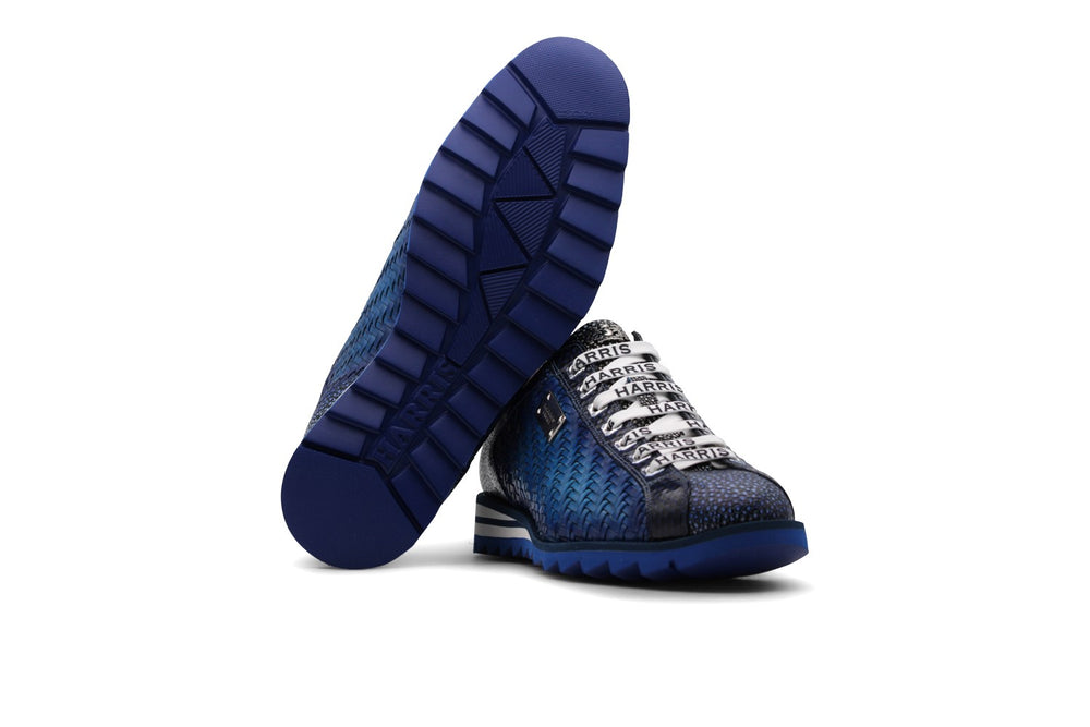 Sneakers in pelle intrecciata sfumata a mano