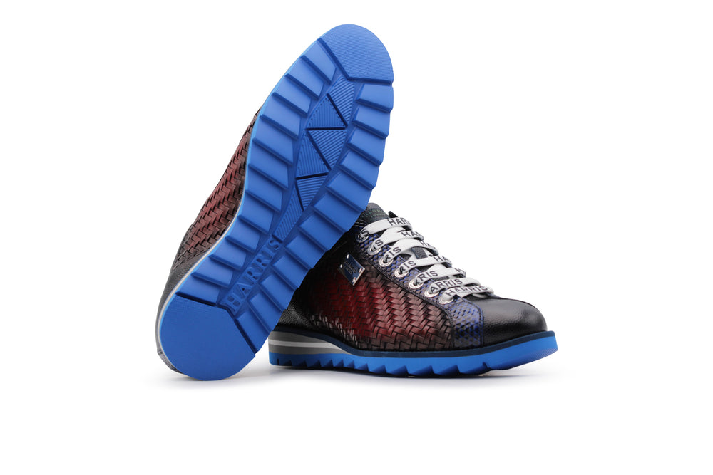 Sneakers in pelle intrecciata sfumata a mano