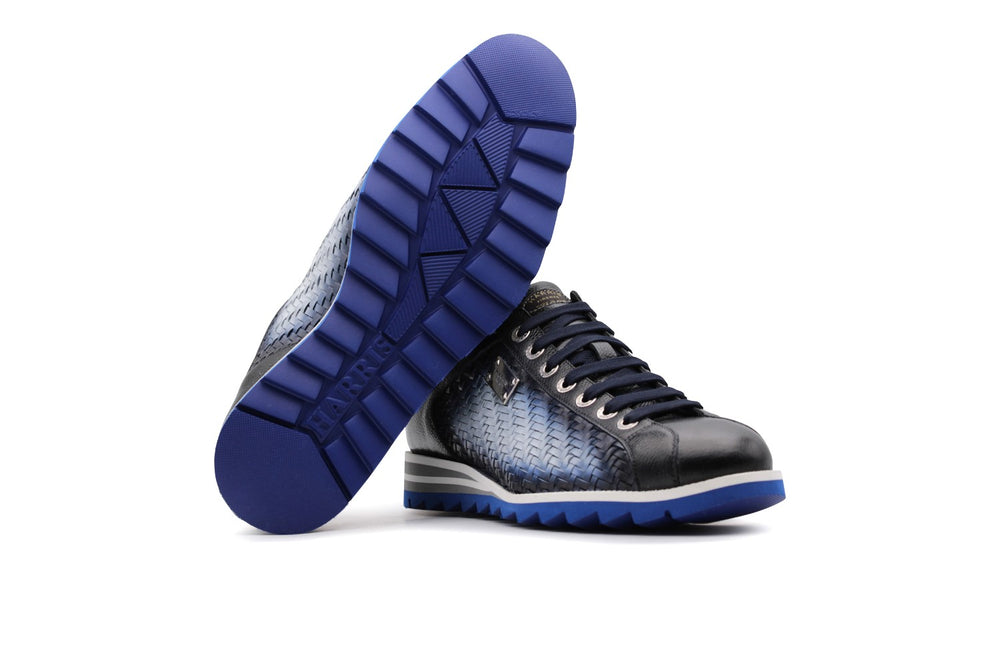 Sneakers in pelle intrecciata sfumata a mano