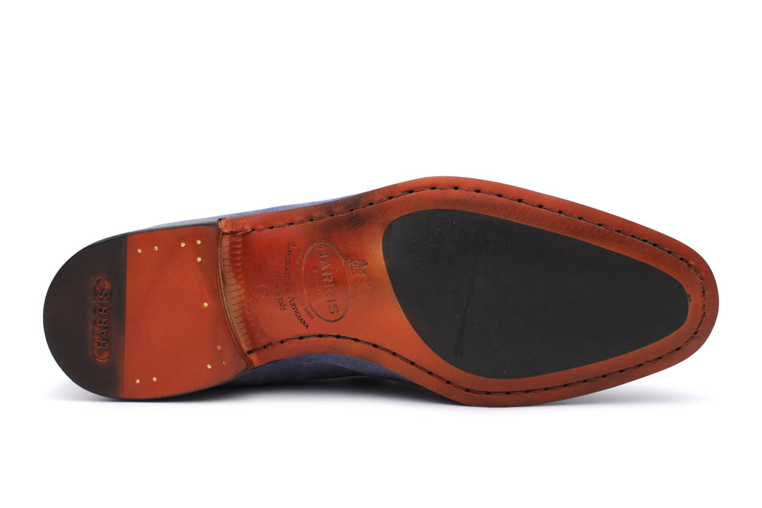 Mocassino in suede con passante imbottito