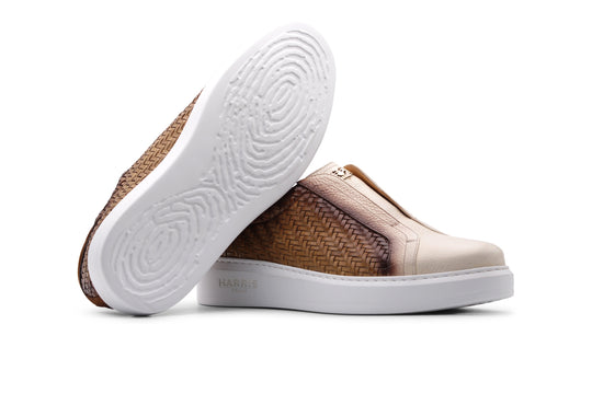 Sneakers slipon in pelle intrecciata