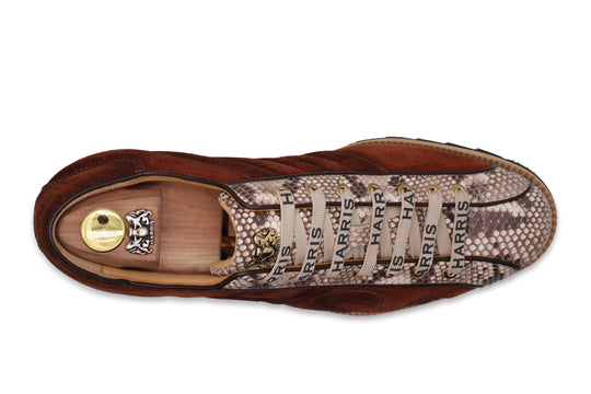 Sneakers in suede e pitone