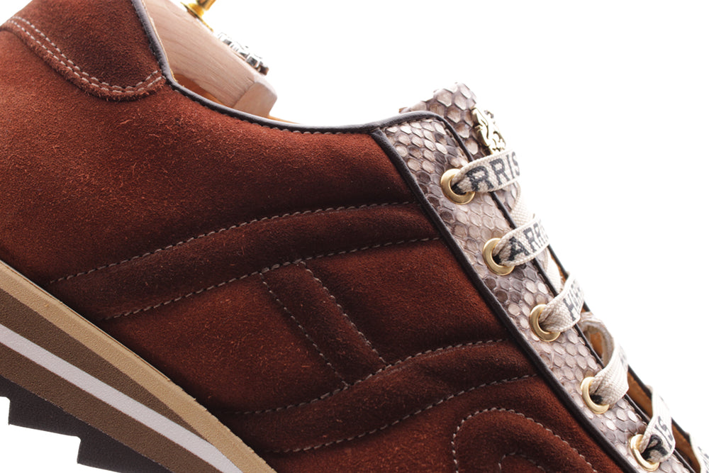 Sneakers in suede e pitone