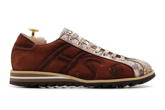 Sneakers in suede e pitone