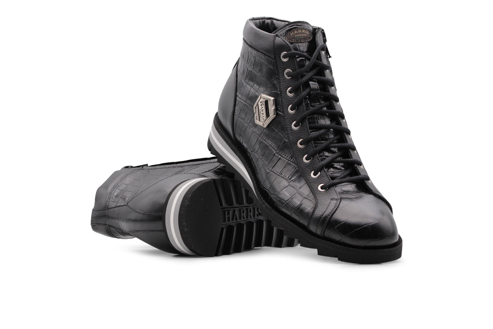 Botín de piel efecto cocodrilo