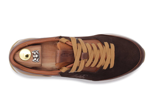 Leather and suede sneakers