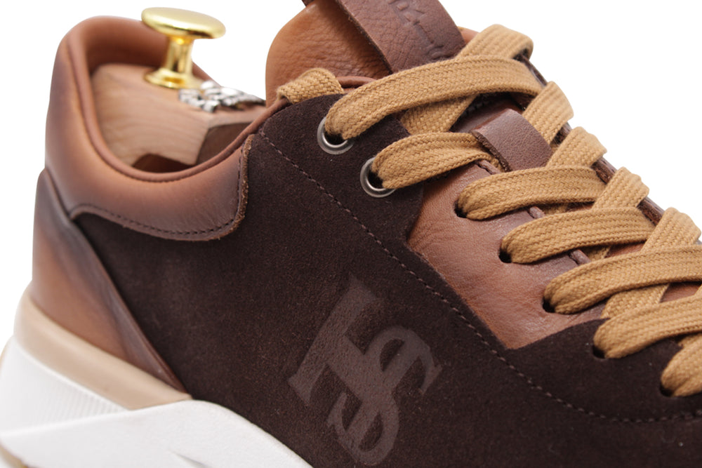 Leather and suede sneakers