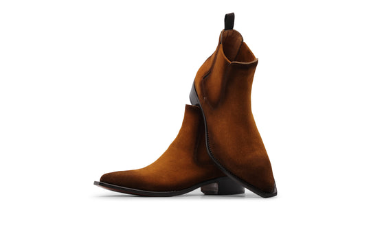 Texanische Stiefelette aus cognacfarbenem Wildleder