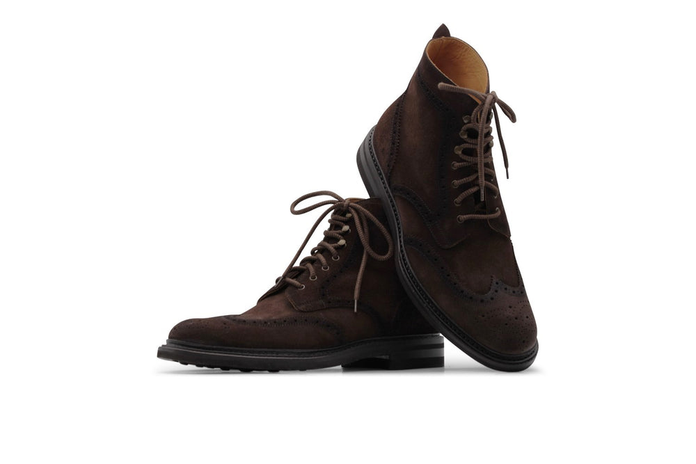 Polacchino in suede Testa di Moro con dettagli Brogue