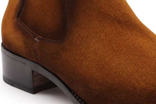 Texanische Stiefelette aus cognacfarbenem Wildleder