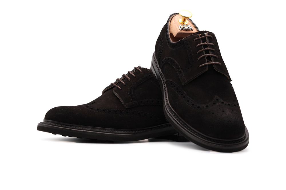 Derby in suede e suola in gomma