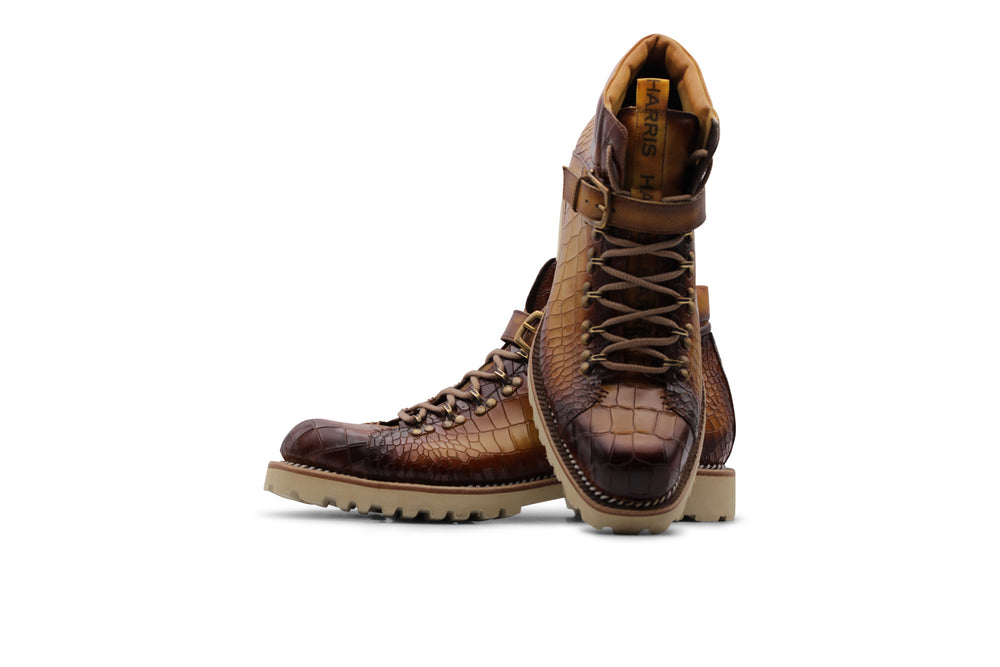 Polacchino in pelle effetto coccodrillo